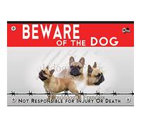 Beware of the dog plastic sign Bulldog French