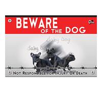 Beware of the dog plastic sign Bulldog French