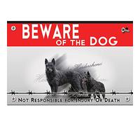 Beware of the dog plastic sign Dutch Shepherd Dog