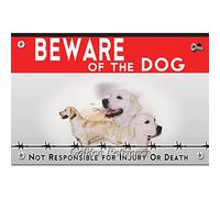 Beware of the dog plastic sign Golden Retriever