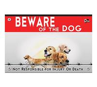 Beware of the dog plastic sign Golden Retriever