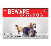 Beware of the dog plastic sign labrador retriever