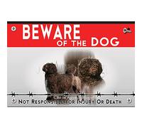 Beware of the dog plastic sign Portuguese Water Dog
