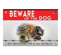 Beware of the dog plastic sign Small Münsterländer