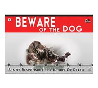 Beware of the dog plastic sign Small Münsterländer