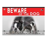 Beware of the dog plastic sign terrier de Boston