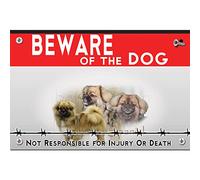 Beware of the dog plastic sign tibetan Spaniel
