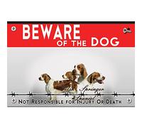 Beware of the dog plastic sign Welsh Springer Spaniel