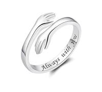 Bewenda Anillo para mujer - Abrazo/huella de gato/gota anillos de abrazo para mujer y niña, anillos abiertos ajustables de plata con grabado, anillos de amistad con circonitas, regalo de moda para