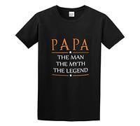 Bewild Brand Papa The Man The Myth The Legend Men's T-Shirt Unisex Black Cotton Print tee Shirts L