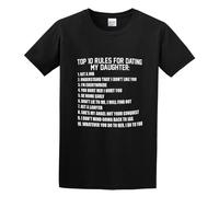 Bewild Brand Ten Rules For Dating My Daughter Men's T-Shirt Unisex Black Cotton Print tee Shirts XXL