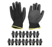 Bewinner 10 Pares de de Trabajo Recubiertos de PU, de Seguridad Antiestáticos con Agarre Antideslizante para Ensamblaje de Electrónica, Laboratorio, Taller (Negro 8M)