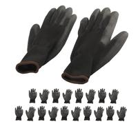 Bewinner 10 Pares de de Trabajo Recubiertos de PU, de Seguridad Antiestáticos con Agarre Antideslizante para Ensamblaje de Electrónica, Laboratorio, Taller (Negro 9L)
