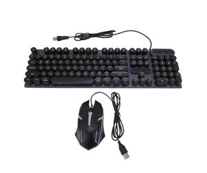 Bewinner 1600dpi Achtered Retro Punk USB Typewriter Combinación y Combinación de Mouse para el Trabajo de Juego, Llavero Redondo Redondo Resistente con Resistencia Mouse de Teclado con Cable para