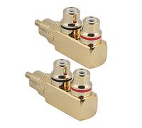 Bewinner 2PC RCA Macho a 2 RCA Hembra Conector, Enchufe Divisor AV RCA Macho a 2 Conector Adaptador Hembra, Juntas de Cobre Chapado en Oro Enchufe Divisor de Audio AV