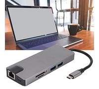 Bewinner 9 en 1 Type-C Ethernet Convertidor, Adaptador Multifuncional Concentrador Lectura Portátil, Tarjeta de Memoria USB VGA Docking Station Universal,Accesorios de Oficina para