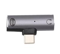 Bewinner Adaptador de Conector de Auriculares USB C a 3,5 Mm con Carga PD de 100 W, Reproducción Simultánea, Chip DAC Inteligente para Entusiastas de la Música (Grey)