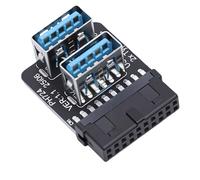 Bewinner Adaptador de Encabezado de Panel Frontal USB 3.0 de 19 Pines A Hembra Dual Tipo A, Convertidor de 90 Grados para Placa Base, Conector Interno de PC de Transferencia de Datos de Alta (PH724B)