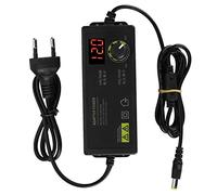 Bewinner Adaptador de Fuente de Alimentación Ajustable de 60W 5A 3-12V, Controlador de Velocidad de Motor Regulable con Pantalla LED, Convertidor de CA a CC de 100-240V para Tiras LED, CCTV,