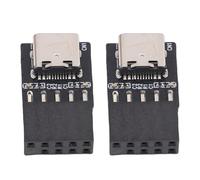 Bewinner Adaptador de Panel Frontal USB 2.0 de 9 Pines a USB-C, Convertidor de Encabezado Interno para Placa Base de PC, Agregar Puerto C, Plug and Play, Puerto de Tarjeta Extensora, 2 uds.