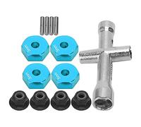 Bewinner Adaptador Hexagonal de Rueda de 0.472 in de Grosor de 0.197 in para Coche RC 1/10, Juego de Tuercas Antideslizantes M4 con Actualización de Llave Cruzada, Juego de Adaptadores Hexagonales