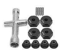 Bewinner Adaptador Hexagonal de Rueda de 0.472 in de Grosor de 0.197 in para Coche RC 1/10, Juego de Tuercas Antideslizantes M4 con Actualización de Llave Cruzada, Juego de Adaptadores Hexagonales