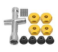 Bewinner Adaptador Hexagonal de Rueda de 0.472 in de Grosor de 0.197 in para Coche RC 1/10, Juego de Tuercas Antideslizantes M4 con Actualización de Llave Cruzada, Juego de Adaptadores Hexagonales