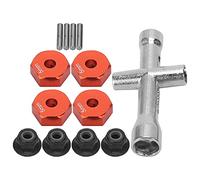 Bewinner Adaptador Hexagonal de Rueda de 0.472 in de Grosor de 0.197 in para Coche RC 1/10, Juego de Tuercas Antideslizantes M4 con Actualización de Llave Cruzada, Juego de Adaptadores Hexagonales