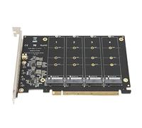 Bewinner Adaptador NVME M.2 a PCIE 4.0 X16, Adaptador M.2 PCIE, Tarjeta de Expansión de Transferencia SSD de 4 Bahías, Tarjeta de Alta Velocidad 4x32Gbps NVME, Tarjeta Dividida M.2 X16 para