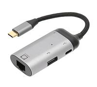 Bewinner Adaptador USB C a Ethernet, 3 en 1 Tipo C a Red LAN Gigabit Ethernet, 10/100/1000 Mbps, con Carga Rápida PD, USB A, Puerto USB C para Portátiles, Tabletas