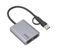 Bewinner Adaptador USB C a HDMI Dual, USB Tipo C a Displayport Dual Monitor Converter, USB 3.0 Dual HDMI Ultra HD HDMI Adaptador de Gráficos de Video para Computadora Portátil PC de