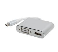 Bewinner Adaptador USB C a VGA Macho a Hembra, Convertidor 4K USB C a, Convertidor de Video de Pantalla Pequeña a Pantalla Grande para Computadora Portátil (Gris Blanco)