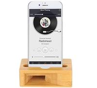 Bewinner Amplificador de Sonido Acústico Natural de Bambú, Soporte Universal para Teléfono Móvil Portátil con Dock de Madera Ecológica para Mejorar el Audio sin Necesidad de Electricidad