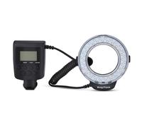 Bewinner Anillo de Luz LED Portátil con Filtros de Color, Luz de Relleno con Pilas para Fotografía con Cámara DSLR, Flash Anular de 48 Cuentas LED con 7 Modos de Brillo y 4 Modos de Flash, LCD