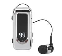 Bewinner Auricular Inalámbrico Retráctil BT5.4, Auricular de un Oído con Batería Desmontable, Pantalla LED, Micrófono ENC, Tiempo de Conversación de 18 Horas para Conductores y (Silver)