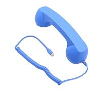 Bewinner Auricular Telefónico Retro, Receptor Portátil con Cable Tipo C con Micrófono con Cancelación de Ruido, Altavoz HiFi para Conferencias Telefónicas Claras, Compatible con Teléfonos (Blue)