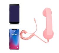 Bewinner Auricular Telefónico Retro, Receptor Portátil con Cable Tipo C con Micrófono con Cancelación de Ruido, Altavoz HiFi para Conferencias Telefónicas Claras, Compatible con Teléfonos (Pink)