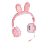 Bewinner Auriculares Bluetooth 5.0 para Niños con Diseño de Oreja de Conejo, Auriculares Inalámbricos Supraaurales con Luces LED, Batería de 12 Horas, Plegables para la Escuela, Aprendizaje en Línea
