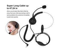 Bewinner Auriculares Inalámbricos con Cancelación de Ruido, Auriculares Telefónicos de 2,5 Mm para Centro de Llamadas, Uso Cómodo y Ajustable, Cable de 120 Cm de Largo, Diseño sin Caídas para una