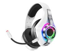 Bewinner Auriculares Inalámbricos para Juegos de 2,4 GHz, Sonido Envolvente 7.1, RGB, Micrófono ENC, Tiempo de Reproducción de 40 Horas (White)