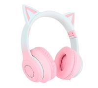 Bewinner Auriculares Inalámbricos para Juegos para PC, Auriculares Bluetooth 5.3 con Luz LED, AUX de 3,5 Mm, Micrófono Desmontable, Cómodos Inalámbricos Plegables para (Pink)