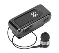 Bewinner Auriculares Lavalier Bluetooth 5.4 Inalámbricos, Auriculares Retráctiles de un Oído con Micrófono ENC, Reproducción de 18 Horas, Carga Rápida, Pantalla LED (Black)