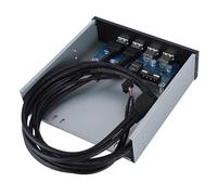 Bewinner Bahía de Unidad óptica de Concentrador de Panel Frontal USB 3.0 y 2.0 de 5,25 Pulgadas, Adaptador de Panel Frontal de Metal de 4 Puertos con Conectores de 20 Pines/9 Pines para PC,