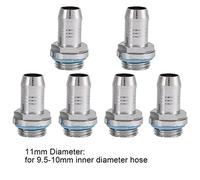Bewinner Barb Fittings 6 PCS Conector de rosca de rosca G1 / 4 de dos toques de enfriamiento por agua para tubo, Acero inoxidable(11mm)