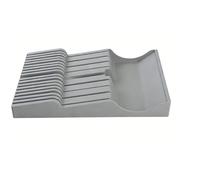 Bewinner Bloque Cortador de Plástico en Cajón, 16 Ranuras, Soporte para Cuchillos de Carne, Organizador de Almacenamiento de Cubiertos con Ranura para Piedra de Afilar para Cocina, 15,7x9,1x2,4 (GRAY)