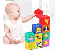 Bewinner Bloques de Construcción Blandos para Niños Pequeños de 1 a 3 Años, Juego de Bloques Sensoriales de 9 Piezas con Sonido Chirriante, para Bebés de PVC No Tóxicos para Habilidades Motrices