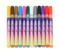 Bewinner Bolígrafos para Decoración de Uñas de Secado Rápido, Tonos Vibrantes, Puntas Ultrafinas, Kit Completo de Decoración de Uñas para Salón en Casa, 12 Colores