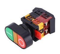 Bewinner Botón de Doble Pulsador con Luz LED, 22/25mm NO NC Momentáneo | Acción momentánea, control de circuito dual, indicador rojo verde, uso industrial 220 VCA, montaje en panel