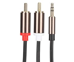 Bewinner Cable de de 3,5 Mm Macho a 2RCA, Cable de Subwoofer de Computadora de Línea de Estéreo de Cobre 2 en 1 Accesorio de Teléfono para Teléfonos Móviles/computadoras Portátiles (2 m