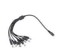 Bewinner Cable Divisor de Alimentación CCTV, Adaptador de 5,5x2,1 Mm, 1 Hembra a 8 Macho para Cámaras de Seguridad, Longitud de 420 Mm, Compatible con Componentes de 12 V CC